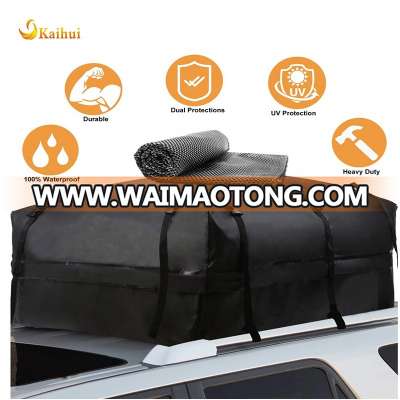 Waterproof Rooftop Cargo Carrier - Heavy Duty Roof Top Luggage Storage Bag with Anti-slip Mat + 10 Reinforced Straps